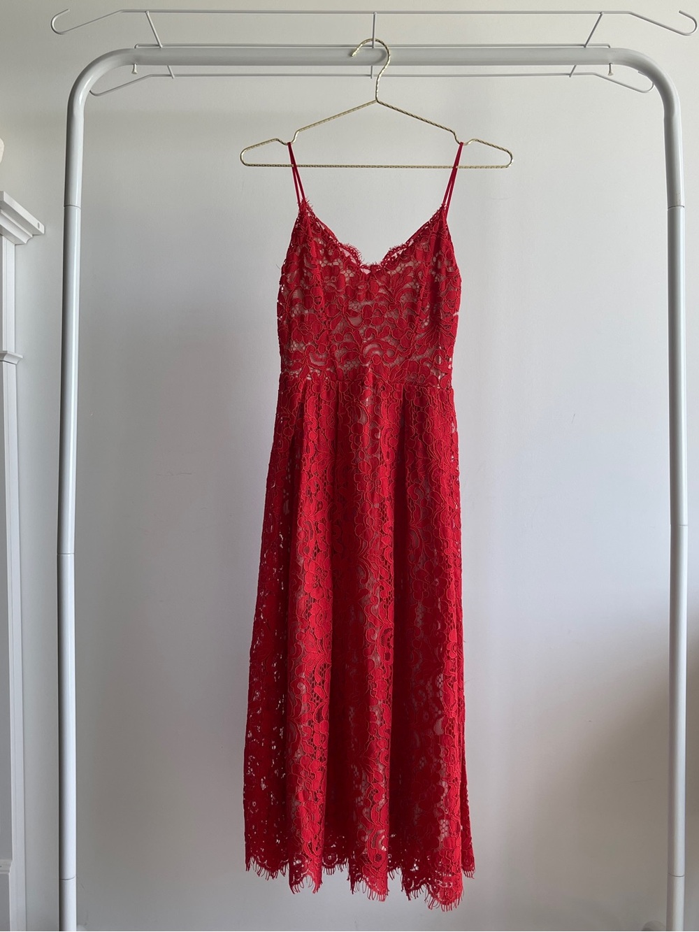 H&M Red Lace Midi Dress